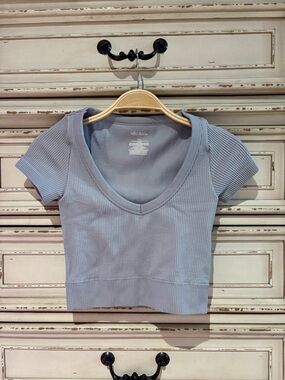wild fable Ribbed V-Neck Crop Top - Light Lavender